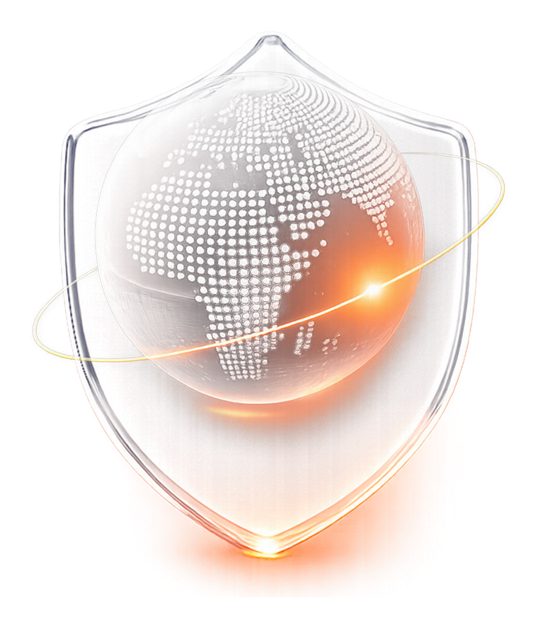 CoreShield — glass shield with a globe inside